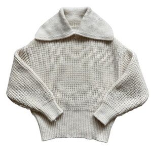 H&M Womens Chunky Knit Sweater Cream Oversized Shawl Collar Cozy Minimalist Sz S